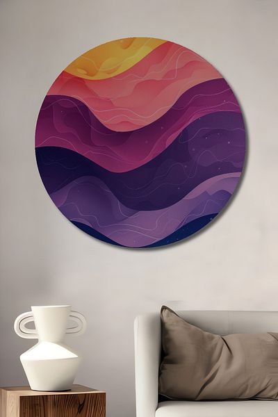 Teona Ahşap Color Wave Abstract Lemn MDF Rotund Decorativ Acasă, Locul de Muncă Pictură de perete
