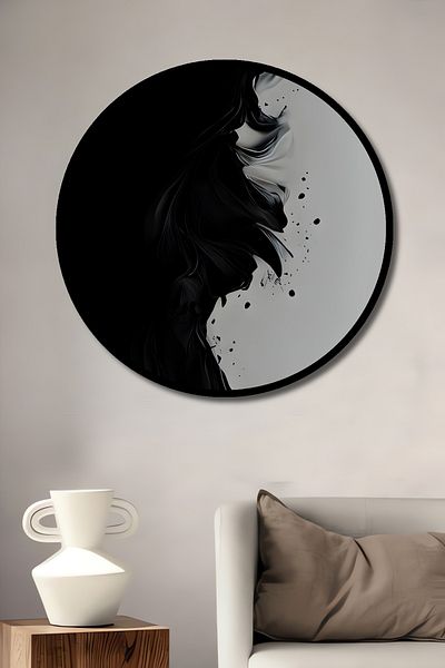 Teona Ahşap Dancing of the Black Waves Decorativ din lemn MDF rotund pentru casa, locul de munca pictura pe perete
