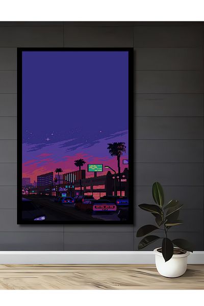Teona Ahşap Los Angeles Neon Night Scenery Lemn MDF Dreptunghi Decorativ Acasă, Locul de Muncă Pictură Perete