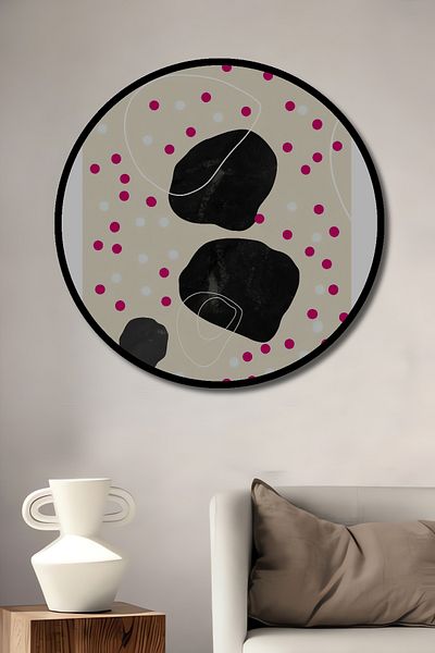 Teona Ahşap Artă abstractă cu culori neutre Decorativ Lemn MDF Rotund Acasă, Locul de muncă Pictură murală