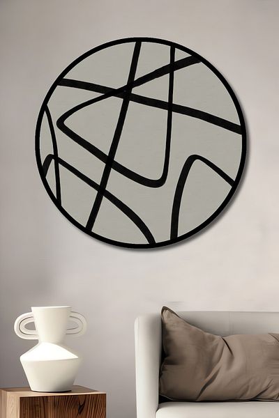 Teona Ahşap Linii Moderne Decorative Lemn MDF Rotund Acasă, Locul de Muncă Pictură Perete