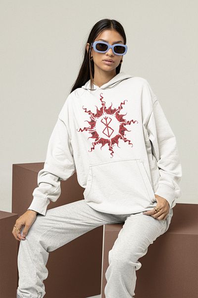 SEVBANO Anime Berserk Series Themed Printed Unisex Oversize Hoodie