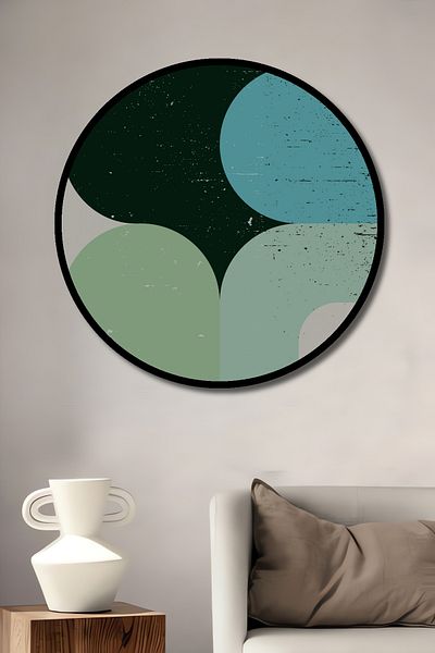 Teona Ahşap Retro Geometric Lemn MDF Rotund Decorativ Acasă, Locul de Muncă Pictură Perete