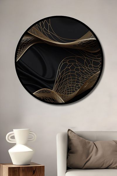 Teona Ahşap Abstract Golden Waves Decorativ Lemn MDF Rotund Acasă, Locul de Muncă Pictură de perete