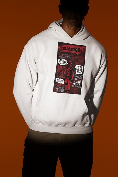 SEVBANO Deadpool Magazine Cover Printed Unisex Hoodie, Oversize Marvel Sweatshirt