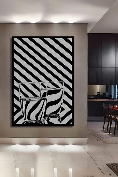 Teona Ahşap Iluzie optică cu dungi de zebră Lemn decorativ MDF dreptunghiular Acasă, loc de muncă Pictură murală