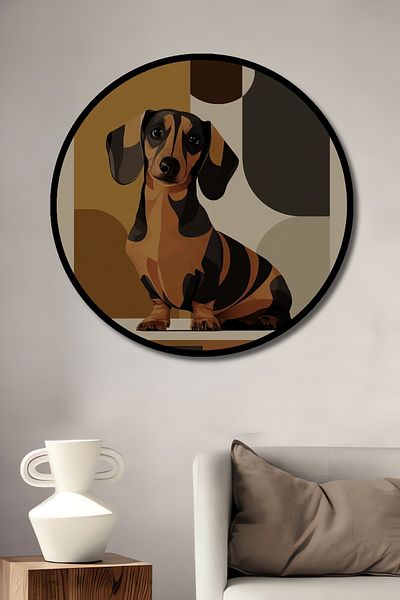 Teona Ahşap Dachshund maro Modern Lemn MDF Rotund Decorativ Acasă, Locul de Muncă Pictură Perete