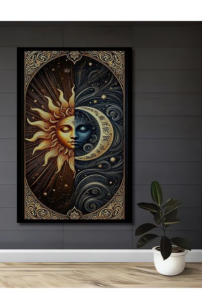 Teona Ahşap Sun Moon Universal Balance Decorativ Lemn MDF Dreptunghi Acasă, Locul de Muncă Pictură Perete