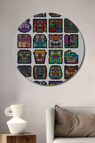 Teona Ahşap Modern Aztec Decorativ Lemn MDF Rotund Acasă, Locul de Muncă Pictură Perete