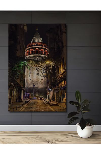 Teona Ahşap Turnul Galata Plimbare de noapte Decorativ Lemn MDF Casa dreptunghiulara, Loc de munca Pictura pe perete
