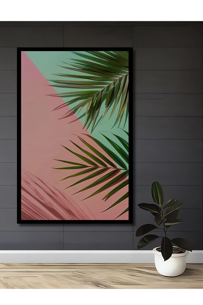Teona Ahşap Frunze de palmier tropical Decorativ din lemn MDF dreptunghiular pentru pictura de perete acasa, la locul de munca