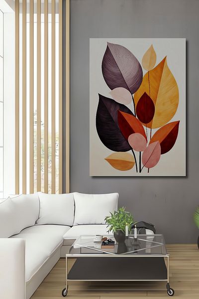Teona Ahşap Frunze de toamnă abstracte decorative din lemn MDF dreptunghiular pentru pictură murală acasă, la locul de muncă