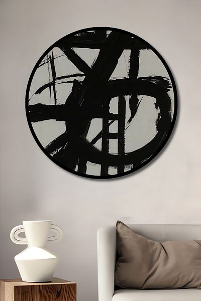 Teona Ahşap Abstract Brush Strokes Decorativ Lemn MDF Rotund Acasă, Locul de muncă Pictură murală