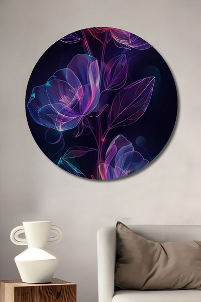 Teona Ahşap Neon Flower Sparkle Decorativ Lemn MDF Rotund Acasă, Locul de Muncă Pictură Perete