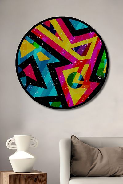 Teona Ahşap Forme geometrice colorate Decorative din lemn MDF rotund pentru casa, locul de munca pictura pe perete