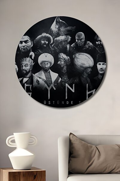 Teona Ahşap Eroii istoriei turcească din lemn MDF, rotund, decorativ, pictură murală pentru locul de muncă