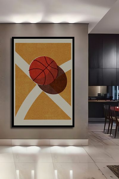 Teona Ahşap Minge de baschet Modern Lemn MDF Dreptunghi Decorativ Acasa, Locul de Muncă Pictură Perete