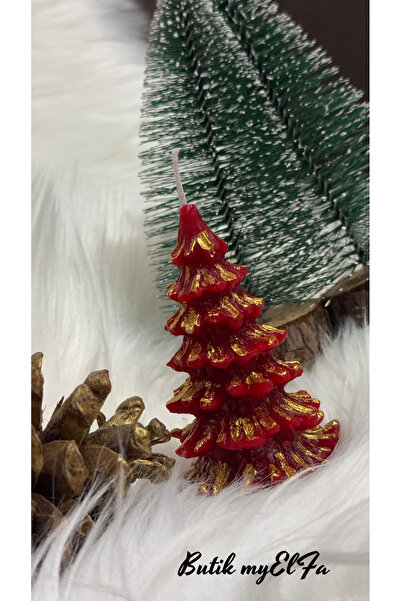 Christmas Gift 2 Pieces Pine Tree Decorative Transparent Bag Gift Candle Red Piece