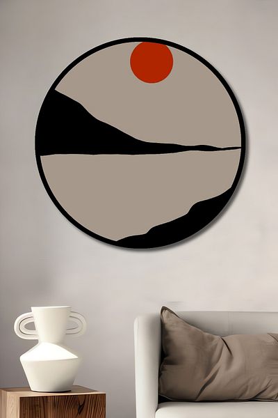 Teona Ahşap Minimalist Sunset Decorativ Lemn MDF Rotund Acasă, Locul de Muncă Pictură Perete