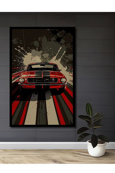 Teona Ahşap Roșu Classic Car Decorativ Lemn MDF Dreptunghi Acasă, Locul de Muncă Pictură Perete