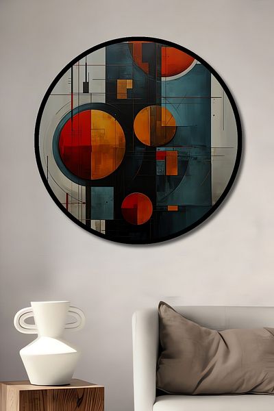 Teona Ahşap Artă abstractă geometrică decorativă din lemn MDF rotund pentru pictură murală acasă, la locul de muncă