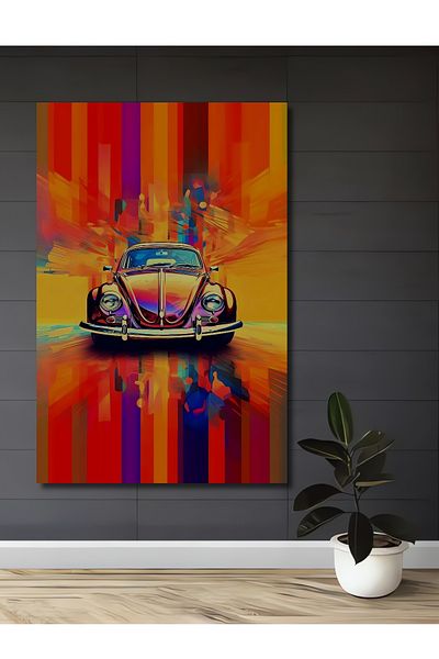 Teona Ahşap Colorat Retro Vosvos Lemn MDF Dreptunghi Decorativ Acasă, Locul de Muncă Pictură Perete