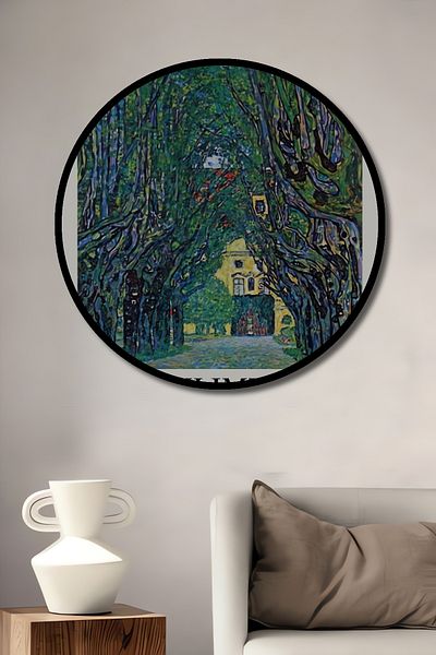 Teona Ahşap Klimt Schloss Kammer Lemn MDF Rotund Decorativ Acasa, Locul de Muncă Pictură Perete