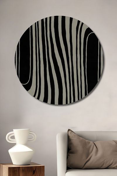Teona Ahşap Artă abstractă ondulată decorativă din lemn MDF rotund pentru acasă, pictură murală la locul de muncă