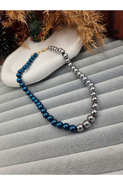 AURA Natural Stone Necklace - Hematite Stone Detailed