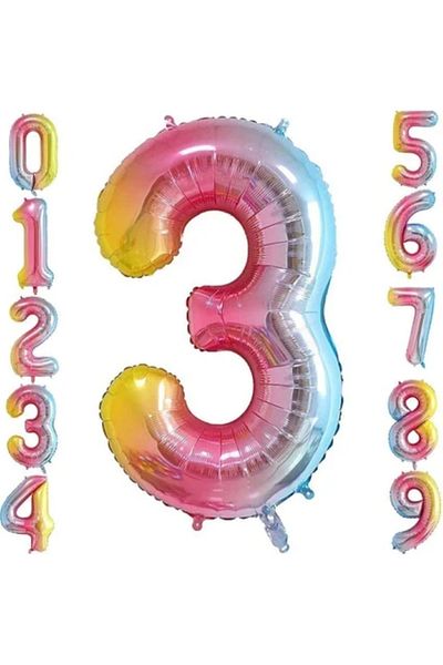 BALON DİYARI Colorful Foil Balloon in All Numbers 34 Inch (76-82 cm)