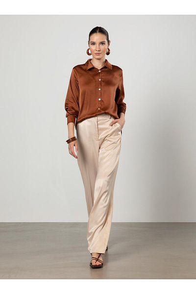 Refka Σατέν παντελόνι Vanilla Loose Cut - Refka