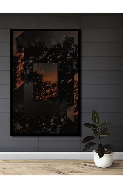 Teona Ahşap Siluete geometrice de copac din lemn decorativ MDF dreptunghiular pentru pictura de perete acasa, loc de munca