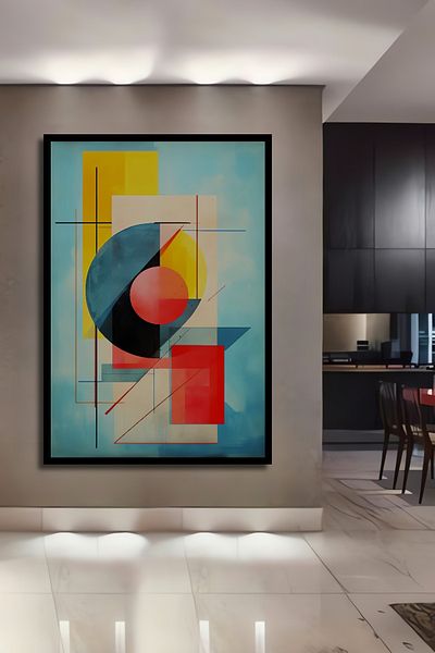 Teona Ahşap Culori geometrice Modern Decorativ Lemn MDF Dreptunghi Acasă, Locul de Muncă Pictură Perete