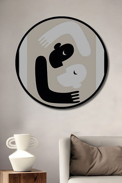 Teona Ahşap Îmbrățișare fețe minimaliste decorative din lemn MDF rotund acasă, loc de muncă pictură murală