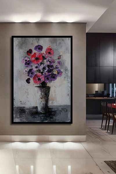 Teona Ahşap Buchet de flori colorate Decorativ din lemn MDF dreptunghiular pentru casa, locul de munca pictura pe perete