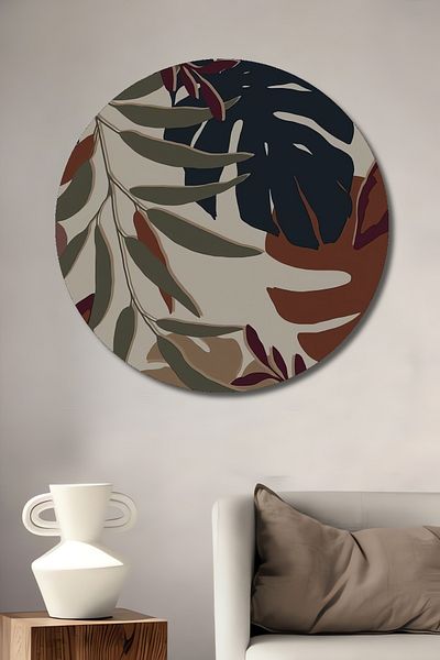 Teona Ahşap Frunze Tropicale Decorative Lemn MDF Rotund Casa, Locul de Muncă Pictură Perete