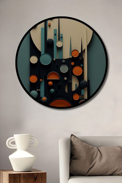 Teona Ahşap Cercuri geometrice abstracte din lemn MDF rotund decorativ pentru casa, locul de munca pictura pe perete