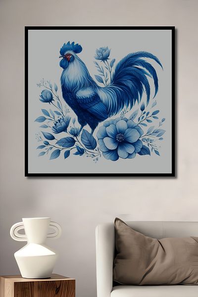 Teona Ahşap Roșu albastru cu model de flori din lemn MDF dreptunghiular decorativ pentru casă, loc de muncă pictură murală