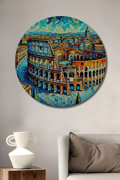 Teona Ahşap Colosseumul Roman din lemn colorat MDF rotund decorativ pentru casa, locul de munca pictura pe perete