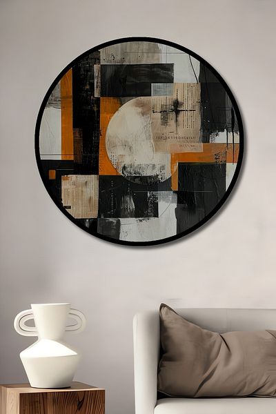 Teona Ahşap Modele geometrice abstracte Decorative din lemn MDF rotund pentru pictura de perete acasa, loc de munca