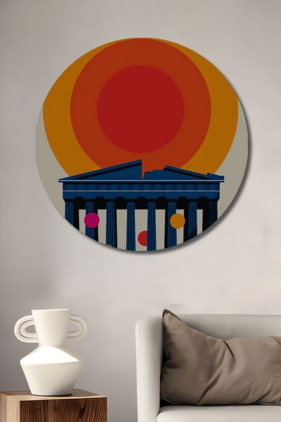 Teona Ahşap Templul lui Athene Retro Decorativ Lemn MDF Casă Rotundă, Pictură Perete Locul de Muncă