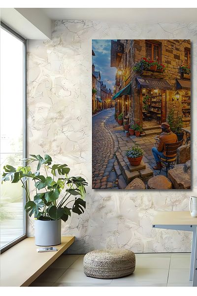 Teona Ahşap Romantic Stone Street View Lemn MDF Dreptunghi Decorativ Acasă, Locul de Muncă Pictură Perete