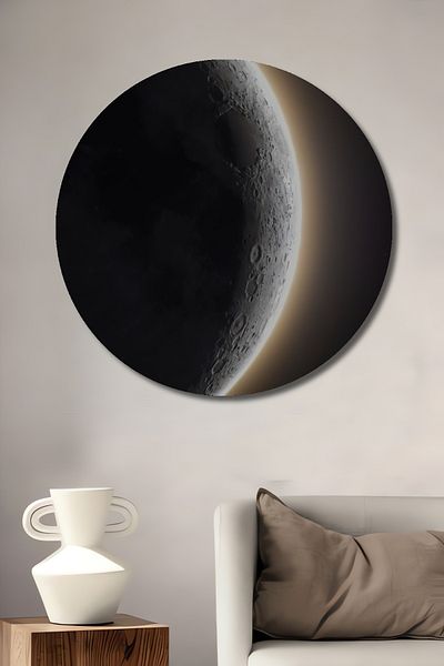 Teona Ahşap Moon Light Lemn MDF Rotund Decorativ Acasă, Locul de Muncă Pictură Perete
