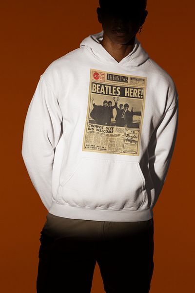 SEVBANO Beatles Themed Unisex Oversize Hoodie - Newspaper Design, Music Group Design