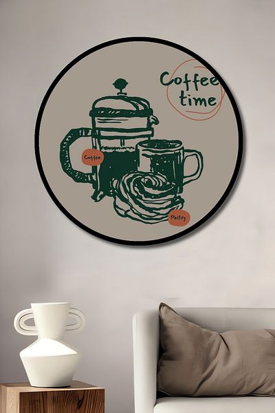 Teona Ahşap Coffee Time Decorativ Lemn MDF Rotund Acasă, Locul de Muncă Pictură Perete