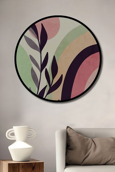 Teona Ahşap Frunze geometrice minimaliste decorative din lemn MDF rotund pentru pictura de perete acasa, loc de munca