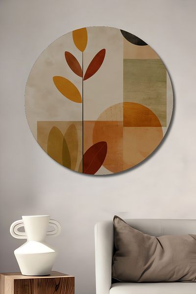 Teona Ahşap Geometric Abstract Nature Decorativ Lemn MDF Rotund Acasă, Locul de Muncă Pictură Perete