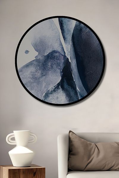 Teona Ahşap Abstracți Onduri Albastre Decorative Lemn MDF Rotund Acasă, Locul de Muncă Pictură Perete