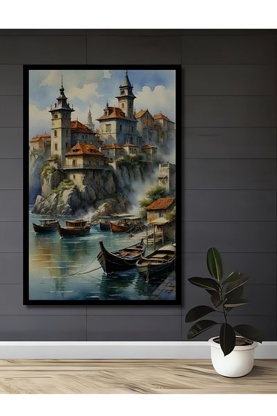Teona Ahşap Magic Coast Mediterranean Wood MDF dreptunghiular decorativ pentru casa, locul de munca pictura pe perete