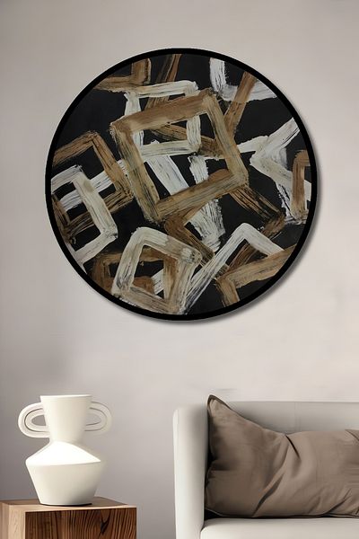 Teona Ahşap Modele geometrice abstracte Decorative din lemn MDF rotund pentru pictura de perete acasa, loc de munca